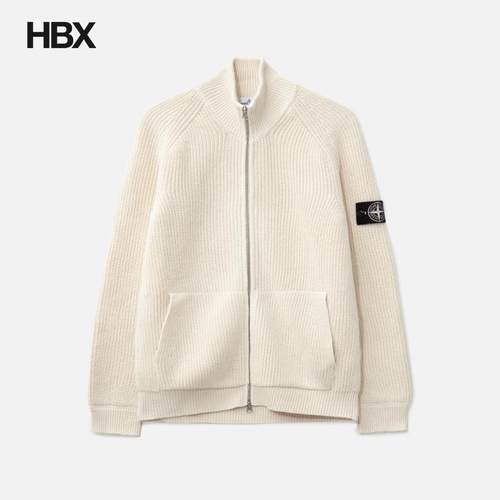 Stone Island/石头岛 Fisherman's Rib Raw保暖针织开衫外套男HBX