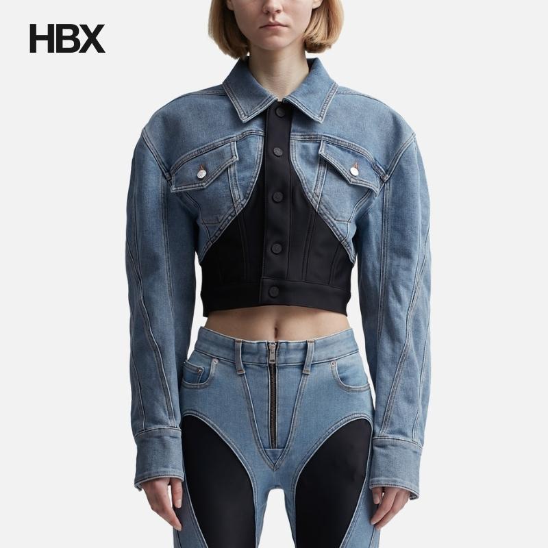 MUGLER Cropped Denim Jacket 外套女HBX