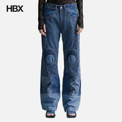 Marine Serre REGENERATED DENIM STRAIGHT LEG 牛仔裤女HBX