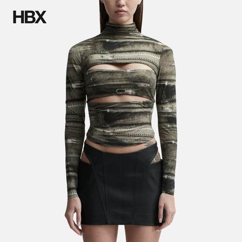 Misbhv Elena Zipper Turtleneck Long Sleeve Top 上衣女HBX