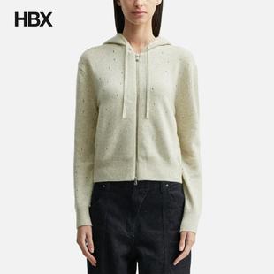 anggae Eyelet Knit Hood Zip Up 帽衫外套女HBX
