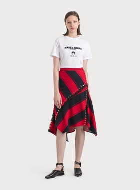 KOCHÉ Stripy Asymmetrical Midi Skirt半身裙女HBX