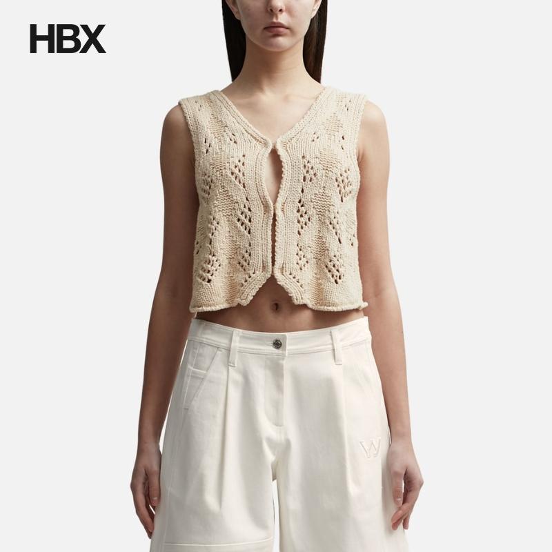 Open YY ARGYLE POINTELLE KNIT VEST 针织衫马甲女HBX