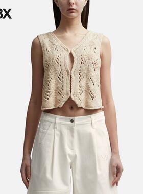 Open YY ARGYLE POINTELLE KNIT VEST 针织衫马甲女HBX