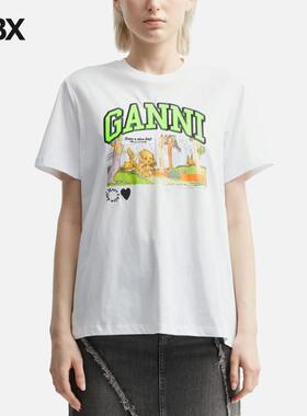 Ganni Basic Jersey Poppy Relaxed T-shirt T 恤女HBX