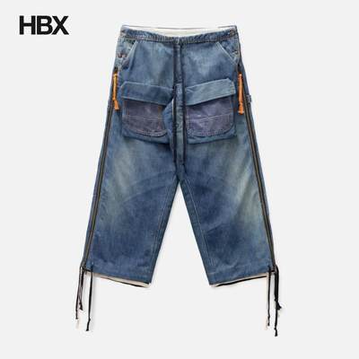 GREG LAUREN Denim Stripe Wide Leg Zip Jeans 牛仔裤男HBX