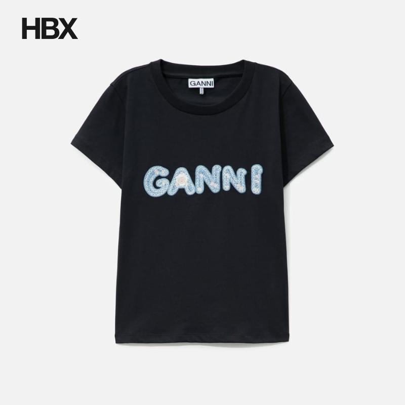 Ganni Logo Embroidery Baby Fit T-Shirt 短袖T恤女HBX