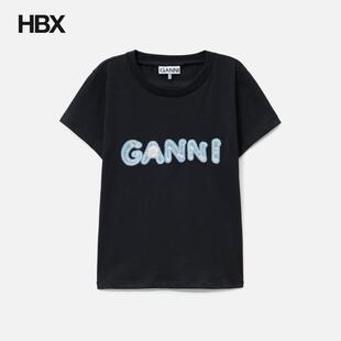 Ganni Logo Embroidery Baby Fit T-Shirt 短袖T恤女HBX