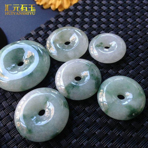 a货缅甸玉翡翠飘花平安扣玉扣翠玉吊坠玉石玉器挂件