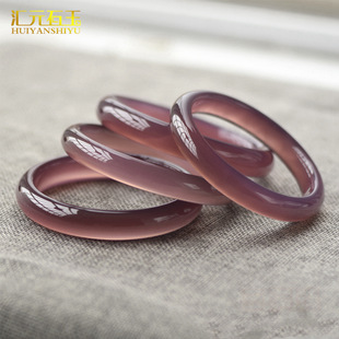 巴西冰种帝王紫玉髓手镯复古细条玛瑙紫罗兰色玉镯子