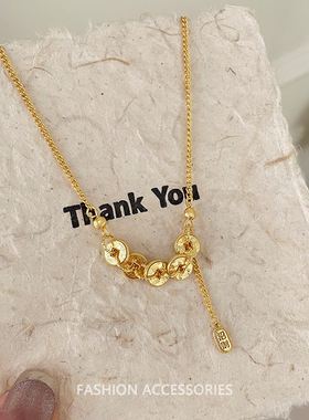 法国capinkofin年新款新中式碎冰冰五帝钱项链女轻奢小众高级