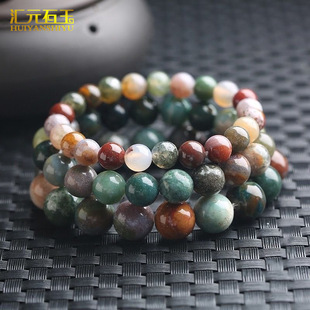 水草玛瑙手链七彩玉髓玉石手链圆珠印度玛瑙女款手串