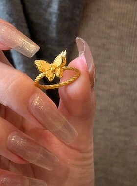 法国CapinKofin新款爆闪麻花双层蝴蝶精致戒指女轻奢气质时尚