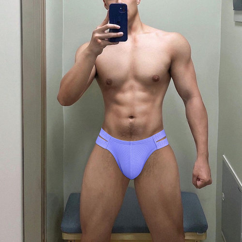 双腰带镂空性感低腰提臀男士三角
