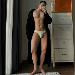 性感潮流浅色马卡龙纯色低腰激凸螺纹棉运动三角内裤男提臀裤衩