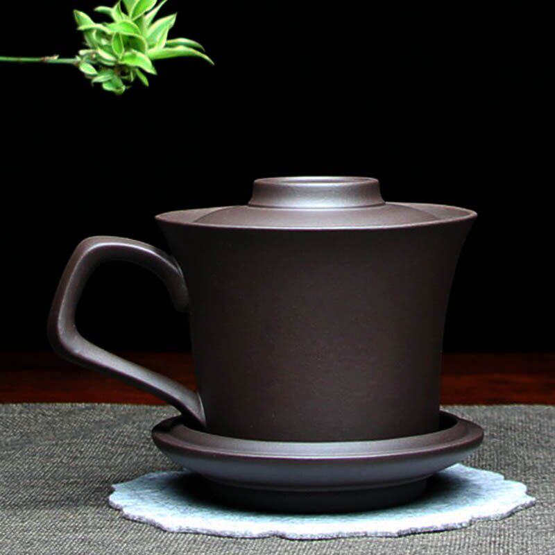宜兴紫砂杯茶杯办公杯带盖创意水杯纯手工正z品紫砂兰香杯