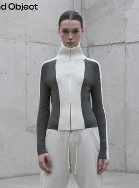 Found Object 竖条纹收腰拼色针织外套Bicolor Knit Zip Cardigan