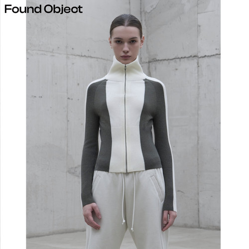 FoundObject拼色开衫外套