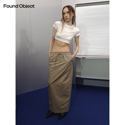 Found Object 后开叉抽绳包裹感廓形半身裙长裙  Hülle dress