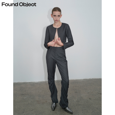 Found Object 条纹短款西装外套装 Flügel Streifen Crop Blazer