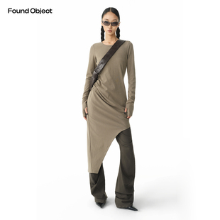 Found Object 不对称褶皱长袖内搭裙 Asymmetrisches Faltenkleid