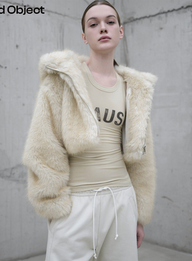 Found Object 设计感毛绒短款连帽棉服外套 Pelz Hoodie Jacket