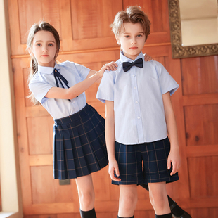 朗诵套装 衬衫 合唱服 白色短袖 六一儿童演出服男女童学院风校服夏季