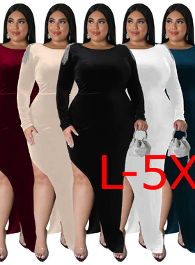 2024大码连衣裙Autumn winter fat women plus size party dress