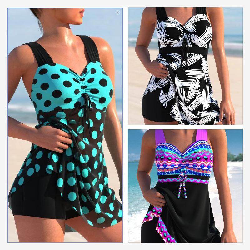 2023款分体大码泳衣女坦基尼显瘦遮肚齐腿欧美保守独立站跨境外贸,运动/瑜伽/健身/球迷用品,比基尼,淘宝优惠券,粉丝福利购,淘宝优惠卷