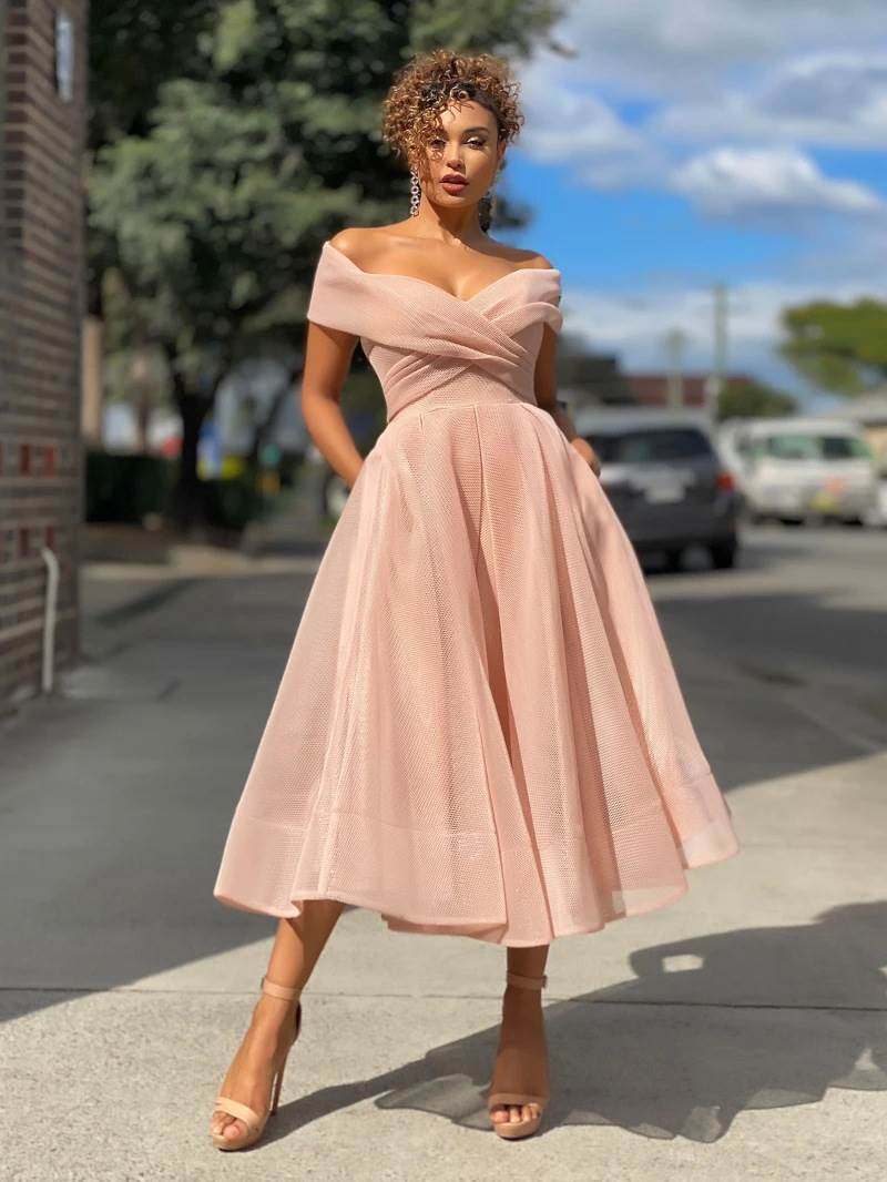 Party Dress 插肩袖修身连衣裙纯色派对纱裙姐妹团结婚伴娘礼服女