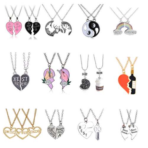 Couple Pendant Necklace 2Pcs Friendship Jewelry for ladies