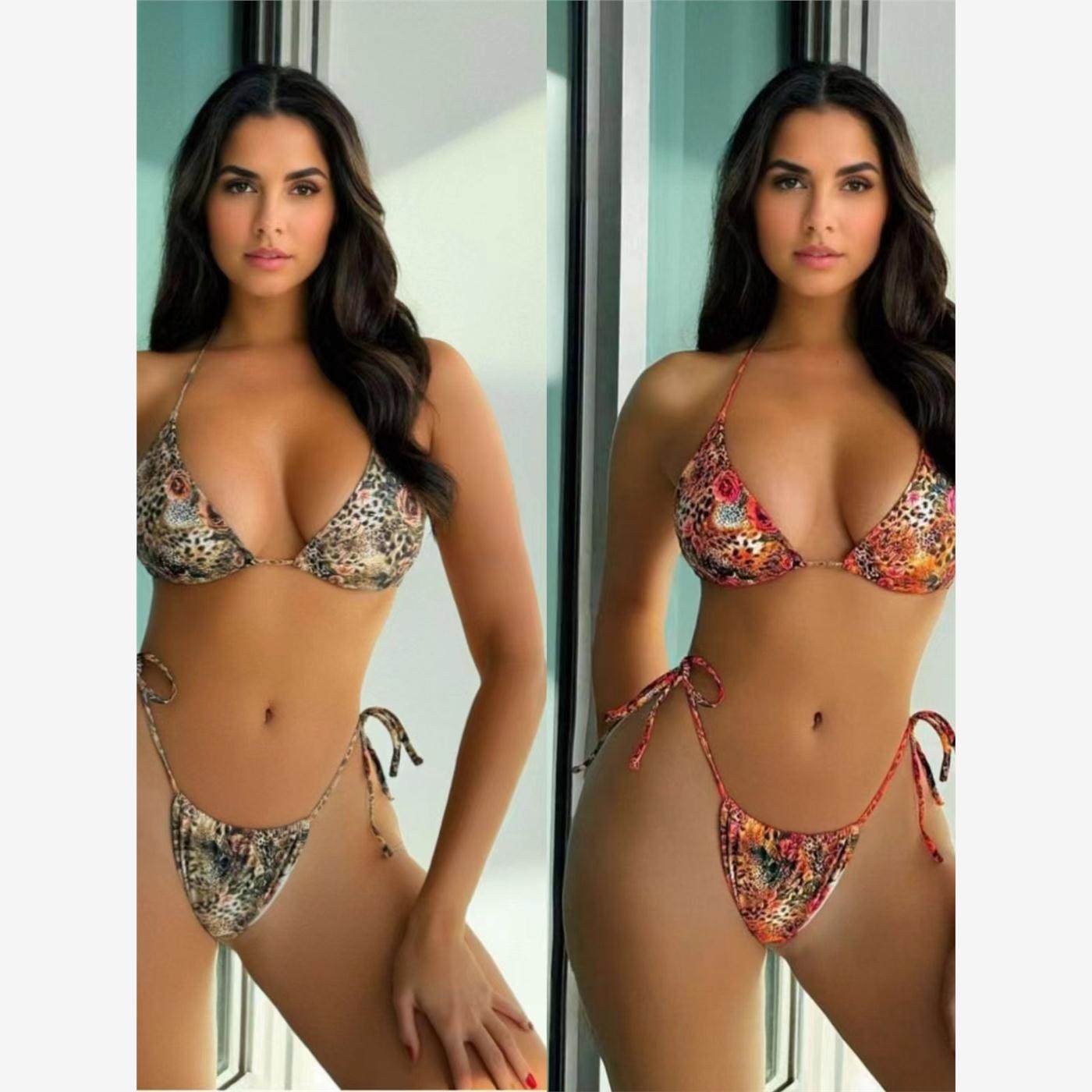 2024年欧美跨境性感紧身BINIKI豹纹印花韩版分体套装,运动/瑜伽/健身/球迷用品,比基尼,淘宝优惠券,粉丝福利购,淘宝优惠卷