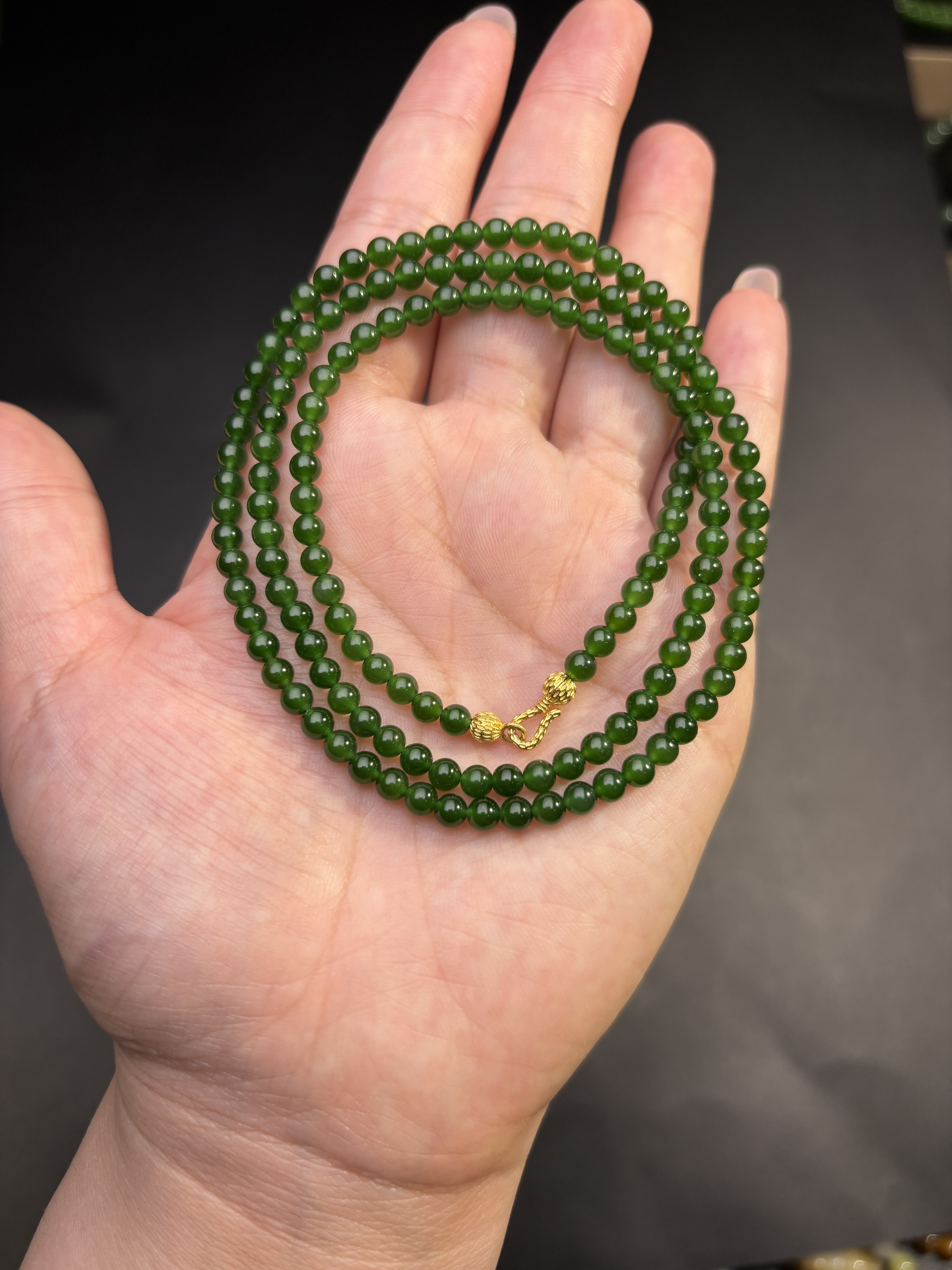 碧玉老料冰辣绿多圈项链手链吊坠链卡4mm