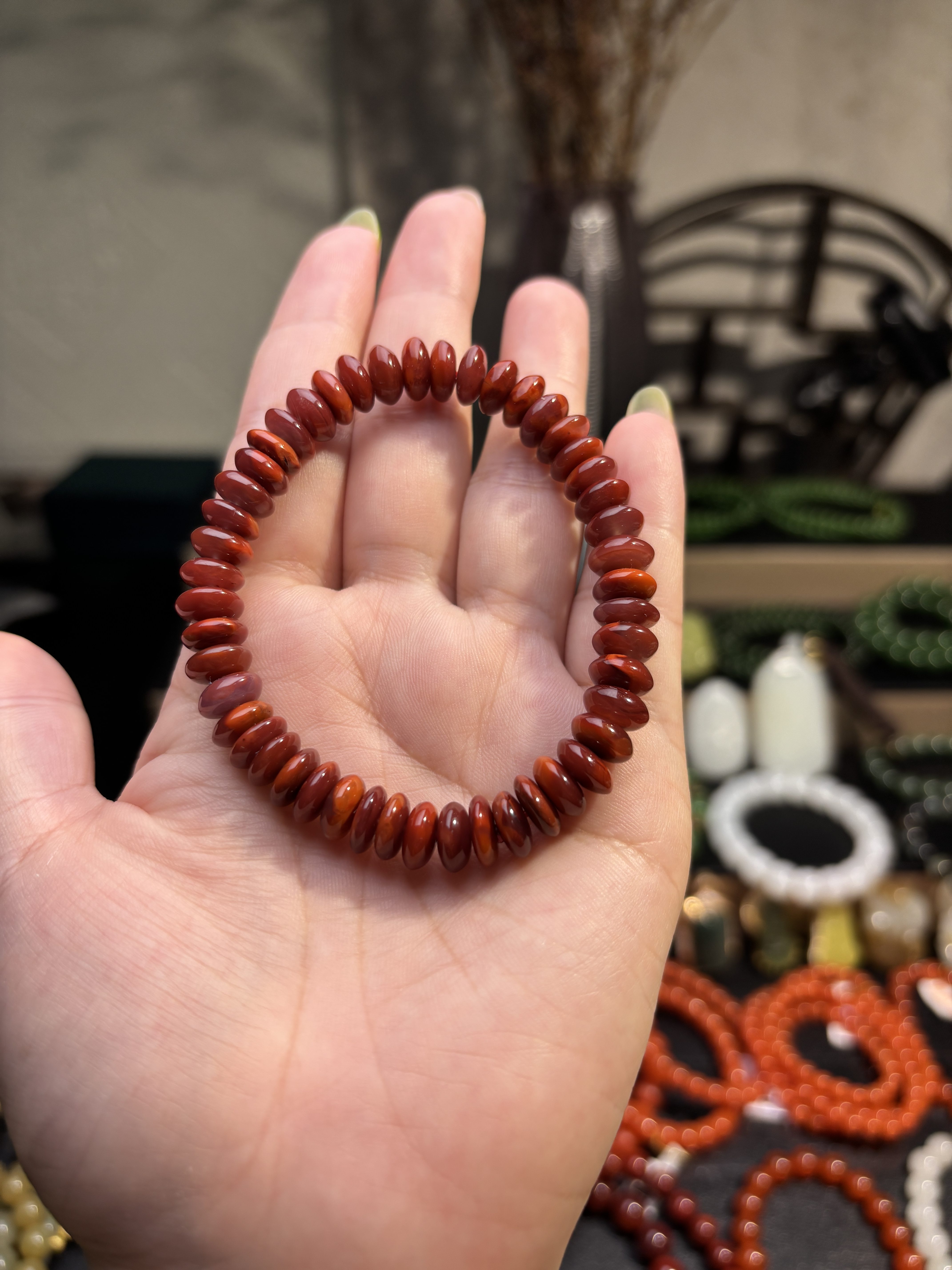 南红瓦西车厘子色锦玫双色卡9算盘珠