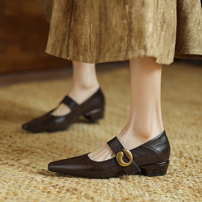 法式复古中跟玛丽珍鞋粗跟单鞋