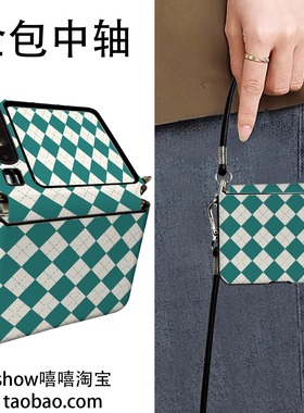 绿色格适用华为PuraX折叠屏小米Mixflip2手机壳荣耀VFliP2手提斜跨OPPON3flip中轴保护新款挂绳