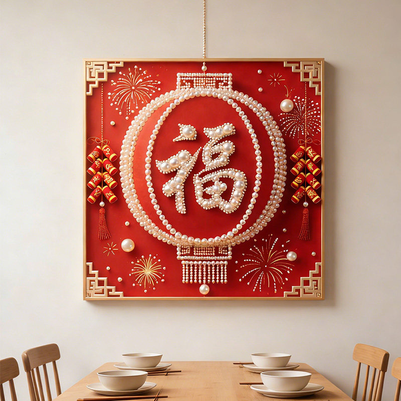新年中式福字立体感装饰画餐厅玄关喜庆过年氛围壁画卧室客厅摆件