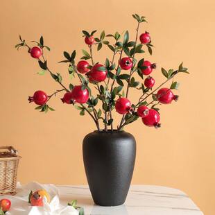 柿子仿真花家居客厅餐桌柿柿如意插花摆件石榴假花枫叶装饰花摆设