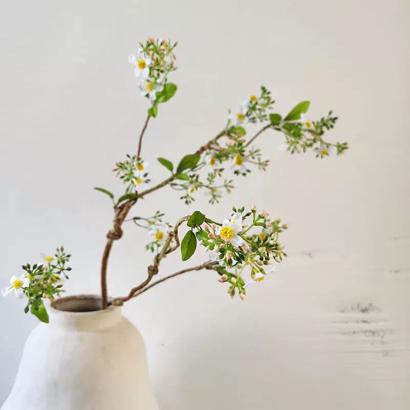 精致中古风仿真海棠花藤枝假花装饰干花招财插花禅意宋代美学