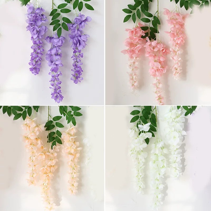 仿真紫藤花豆花串紫罗兰塑料绢花装饰藤蔓植物吊顶花婚庆假花藤条