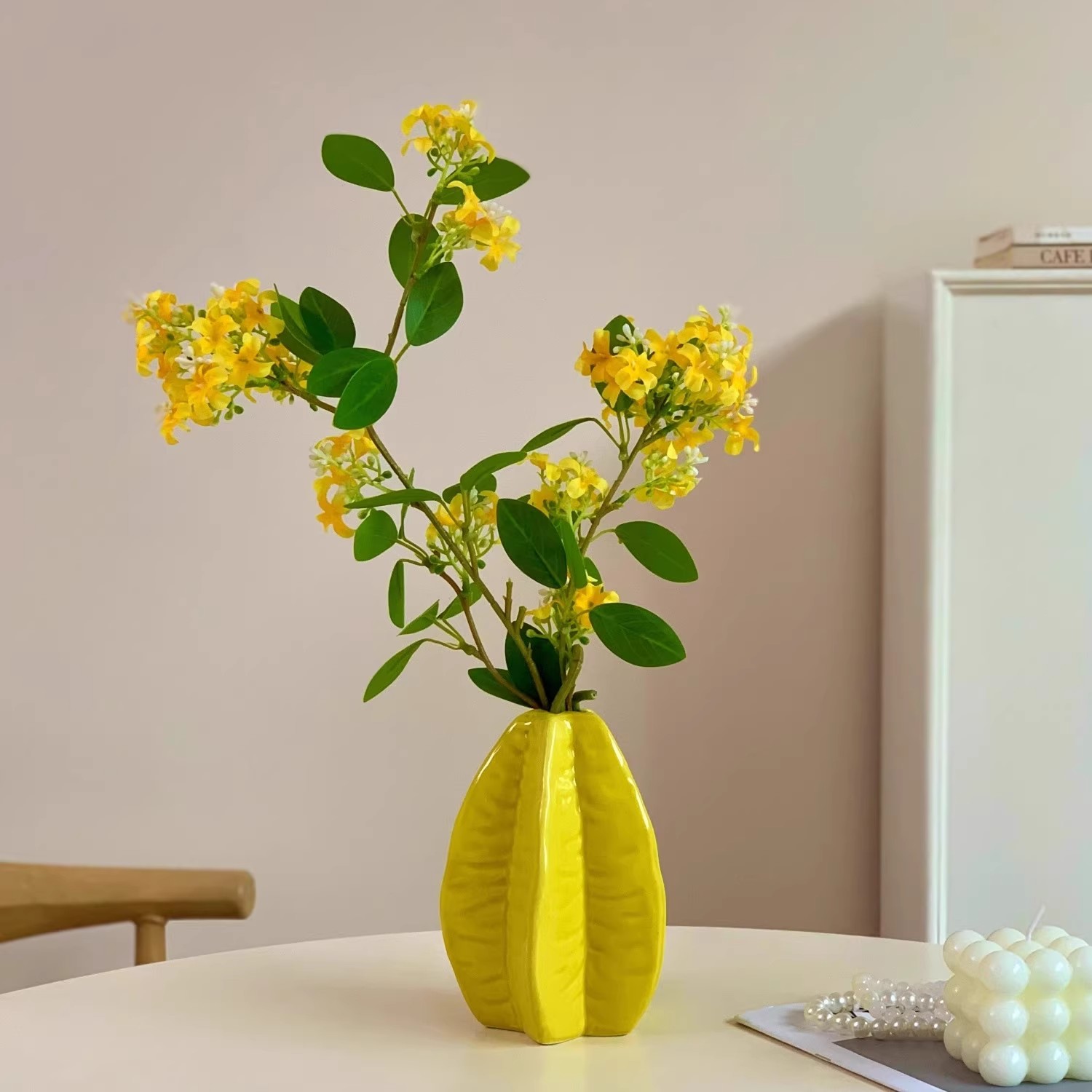 新款家居装饰仿真花无叶桂花枝摄影道具仿真植物假花黄金桂千里香