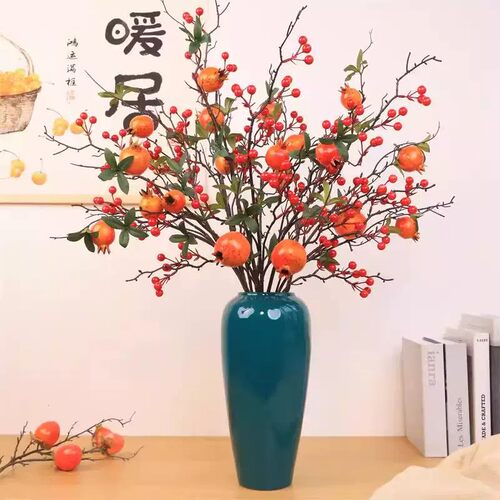 仿真冬青浆果发财果红果花束新年客厅摆件餐桌软装摆设假花花艺