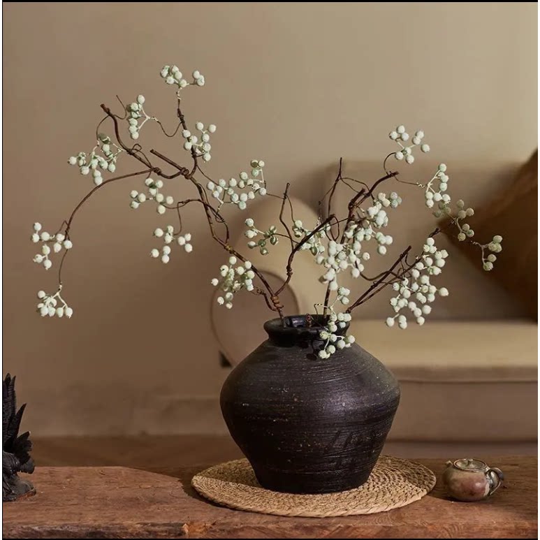 马桑果仿真花假花绿植摆设侘寂风干花逼真客厅高级感摆件山归来