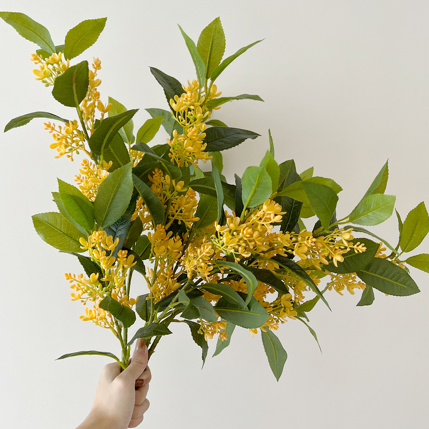 金桂花干花仿真花束高级感逼真树叶支盆栽客厅餐桌花摆件拍摄道具