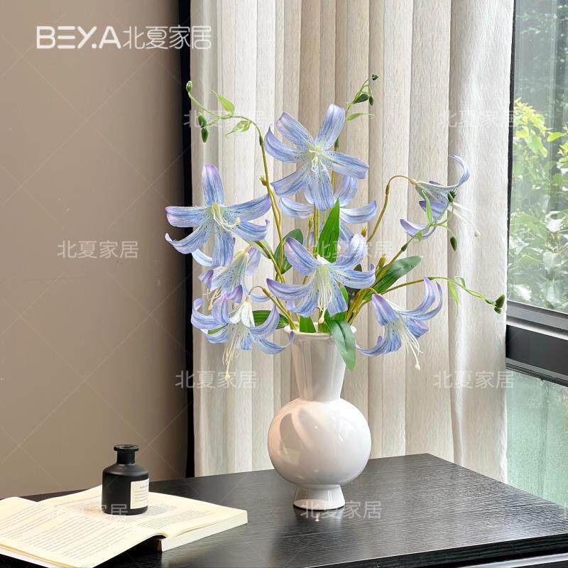 仿真花束假花蓝紫色莫奈百合 客厅餐桌装饰插花手捧花摆件场景