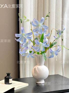仿真花束假花蓝紫色莫奈百合 客厅餐桌装饰插花手捧花摆件场景