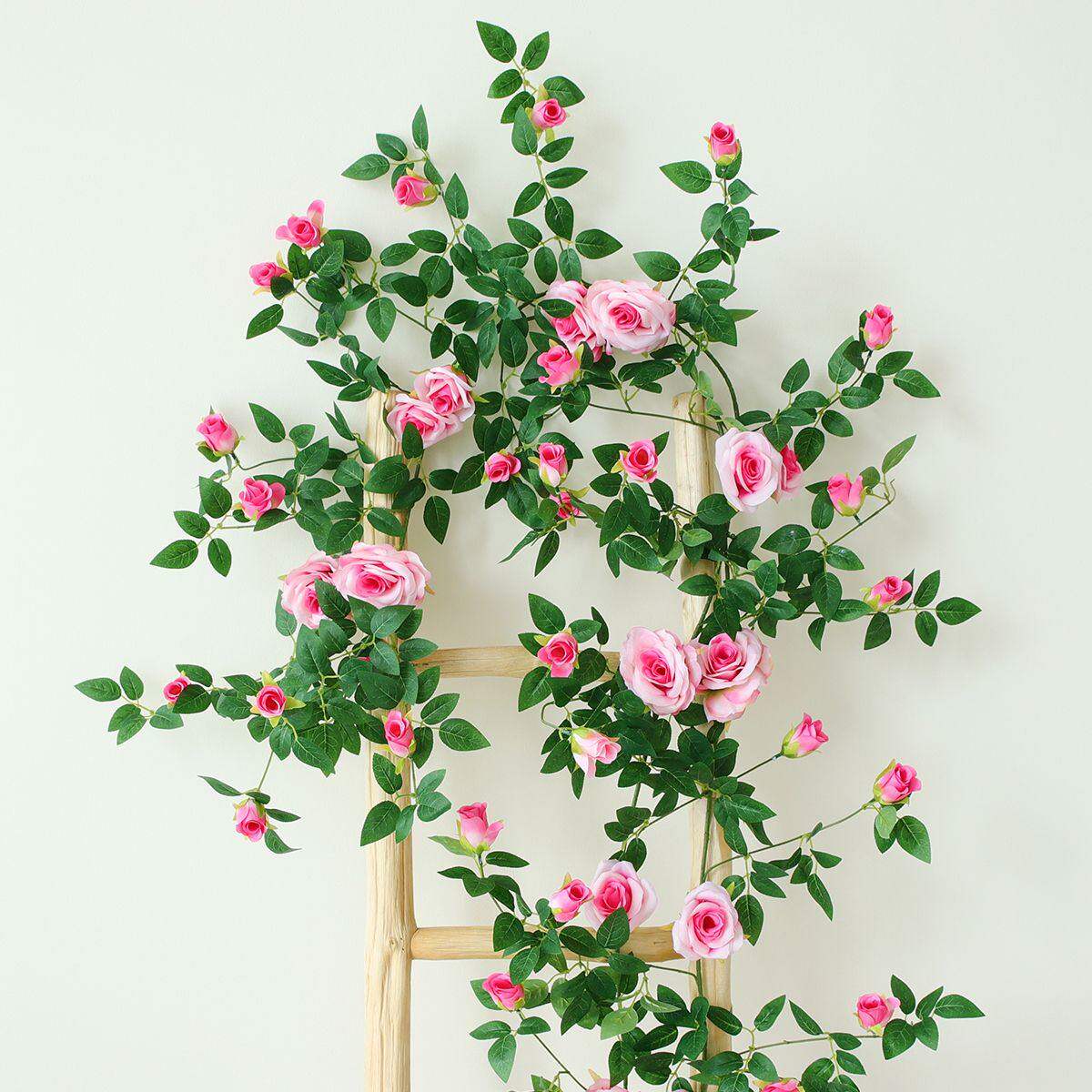 仿真玫瑰花藤床头花藤条假花客厅空调吊椅装饰阳台遮挡塑料花藤蔓