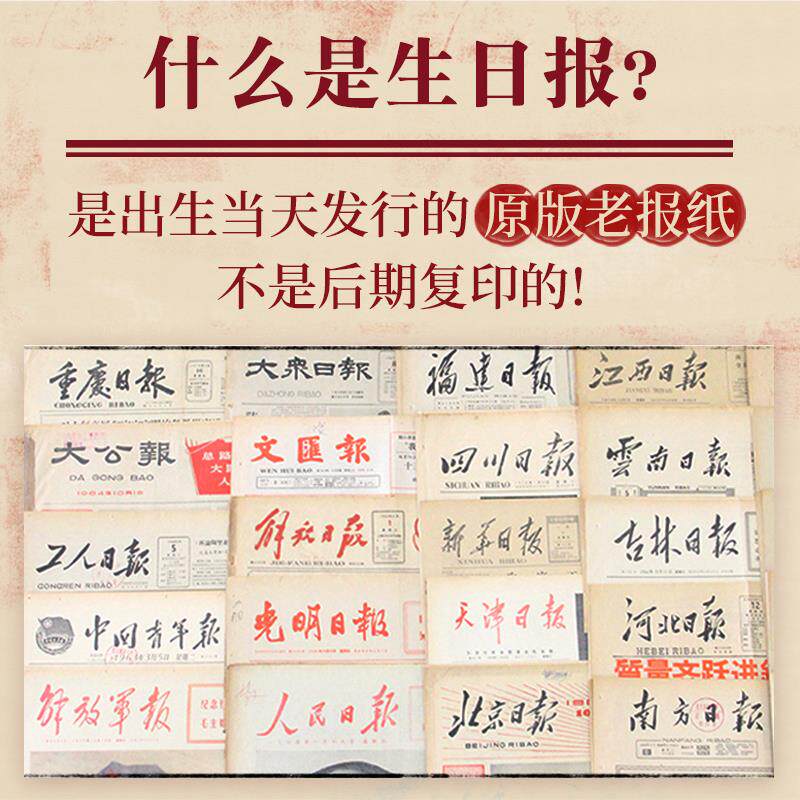生日报纸出生当天的人民日报光明老旧日期定制生日礼物送男女生