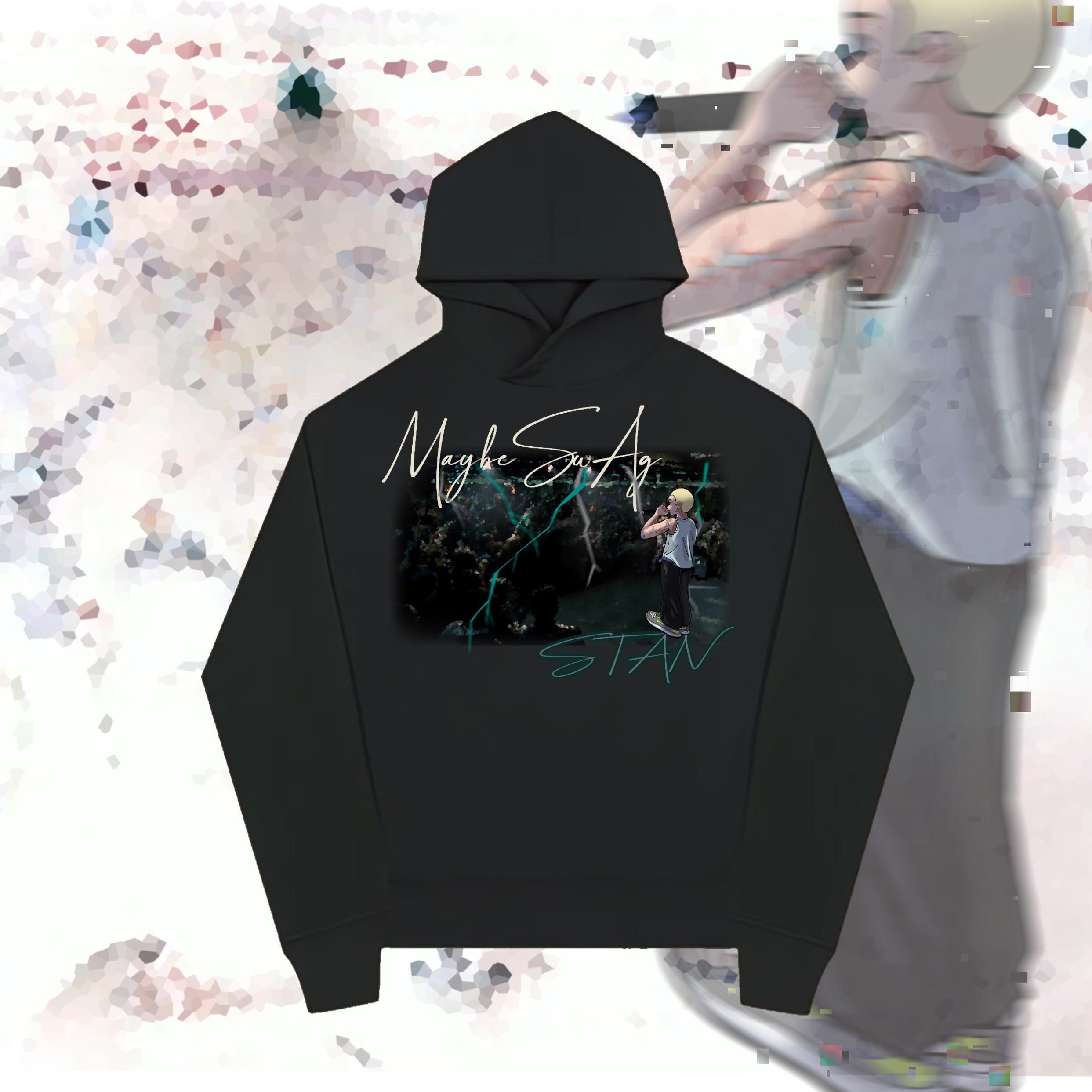 MAYBE SWAG致敬EMINEM阿姆STAN卫衣嘻哈宽松连帽说唱HipHop黑色