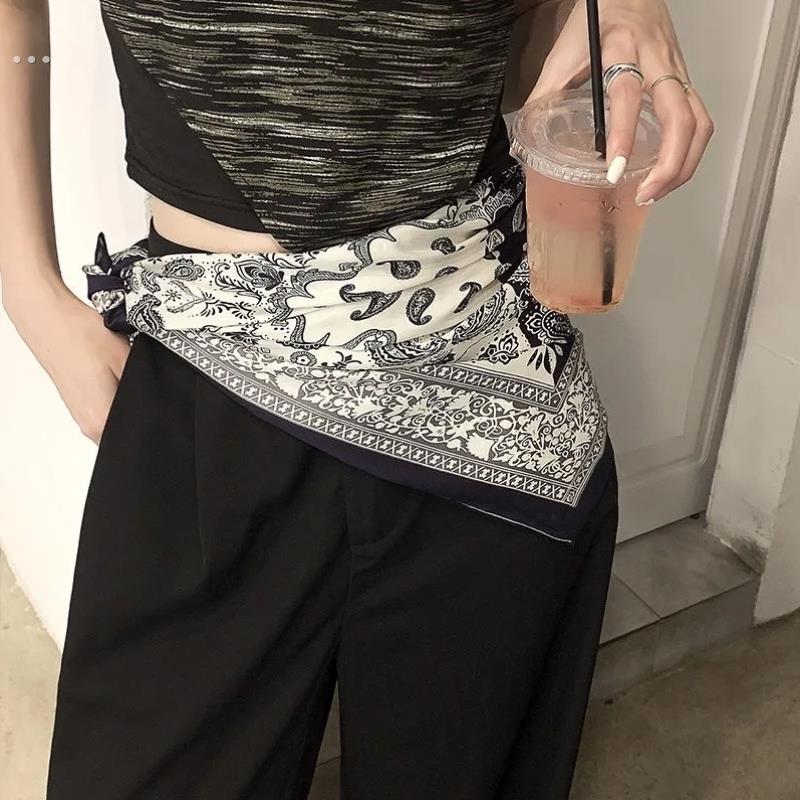 系在腰上丝巾女连衣裙腰间配饰覆古腰果花旅游百搭方巾牛仔裤腰带